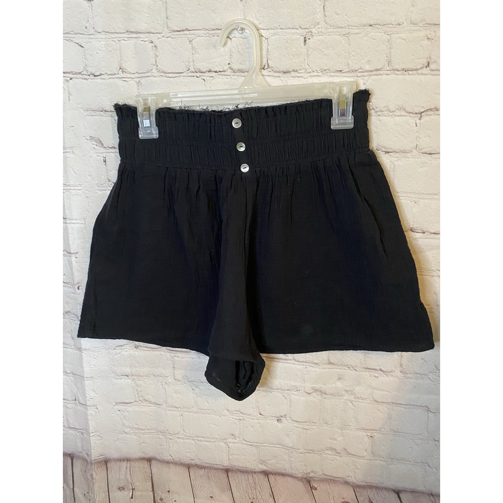 Pirate Booty Paperbag Shorts Womens Medium Black Gauze Cotton High Rise